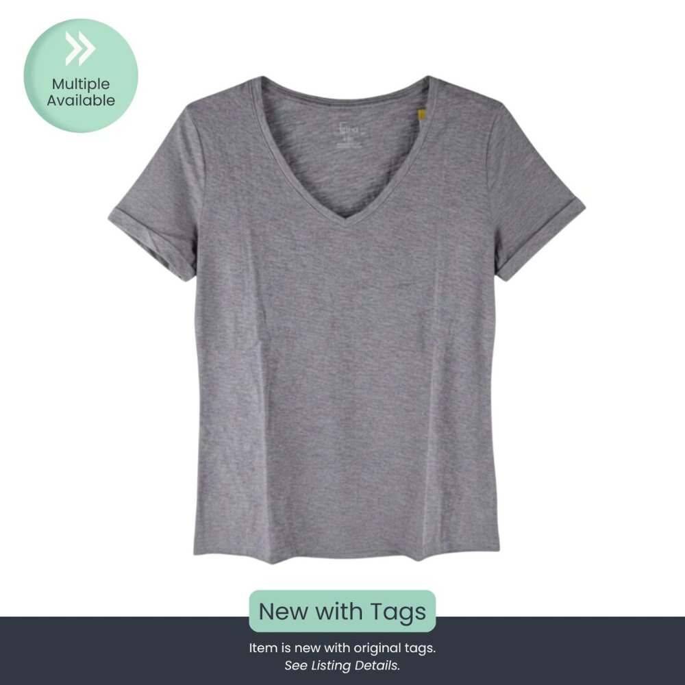 Felina Women’s Heather Gray V-Neck Tee – Soft Stretch Everyday Basic